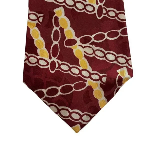 Superba Mens Tie Swing Vtg 1940s Abstract Wide Maroon Yellow Ivory Rockabilly